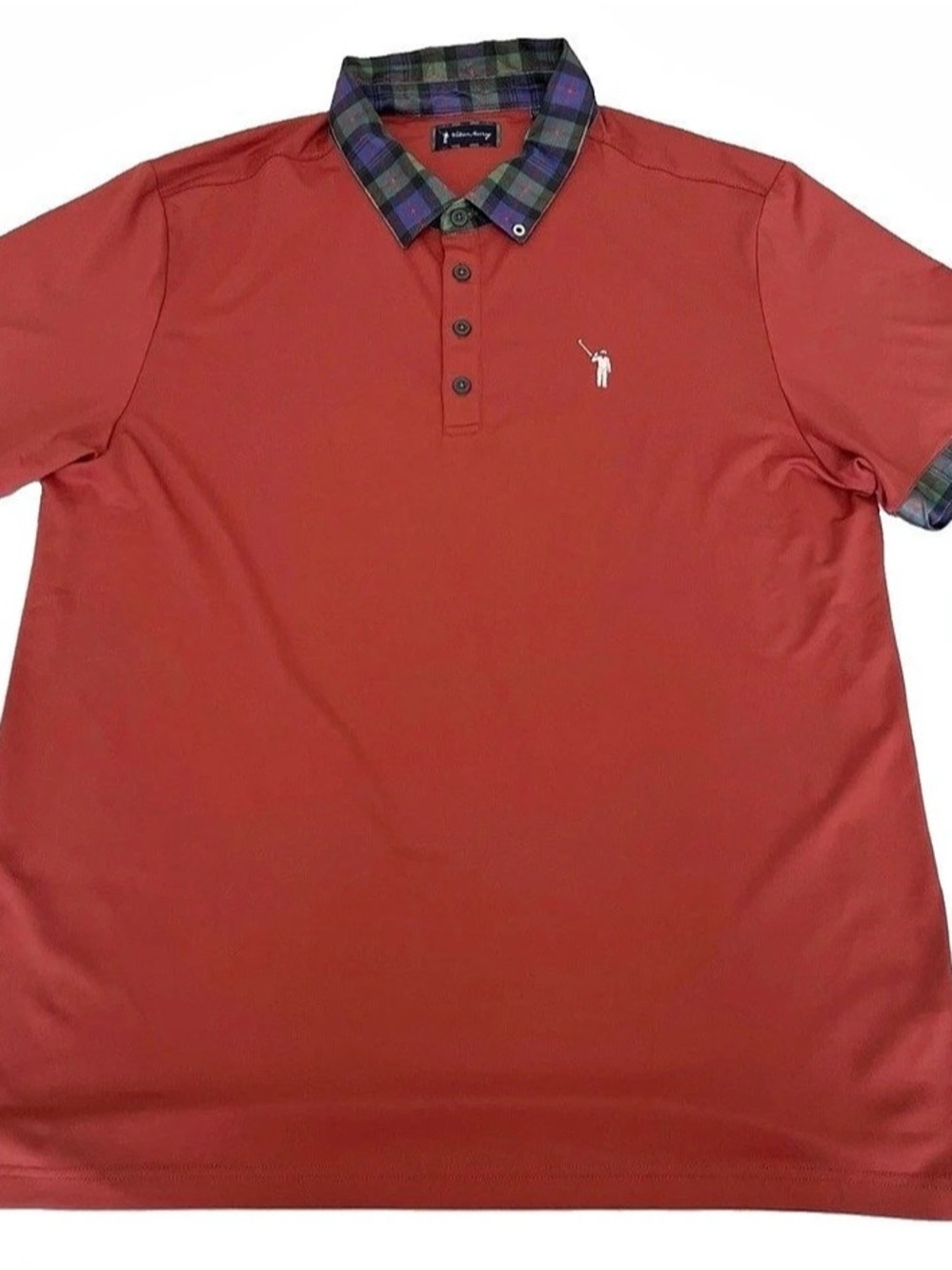 William Murray Golf Red Plaid Trim Short Sleeve Polo Shirt Men's Size XL